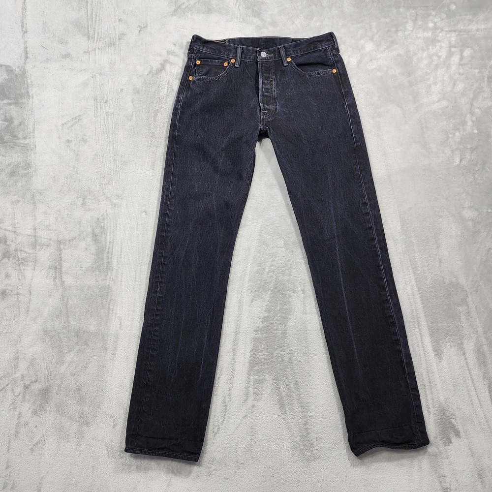 Levi's 501 Jeans Mens 33x33.5 Black Button Fly Straight Leg Denim Casual Y2K